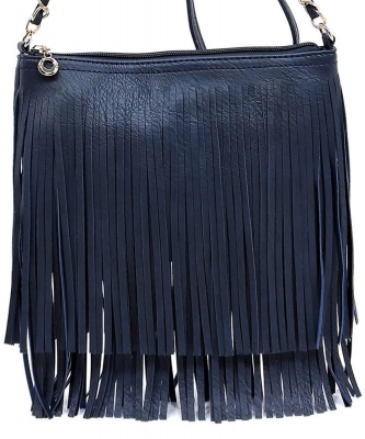 Western Fringe Cross Body Bag E031 NAVY